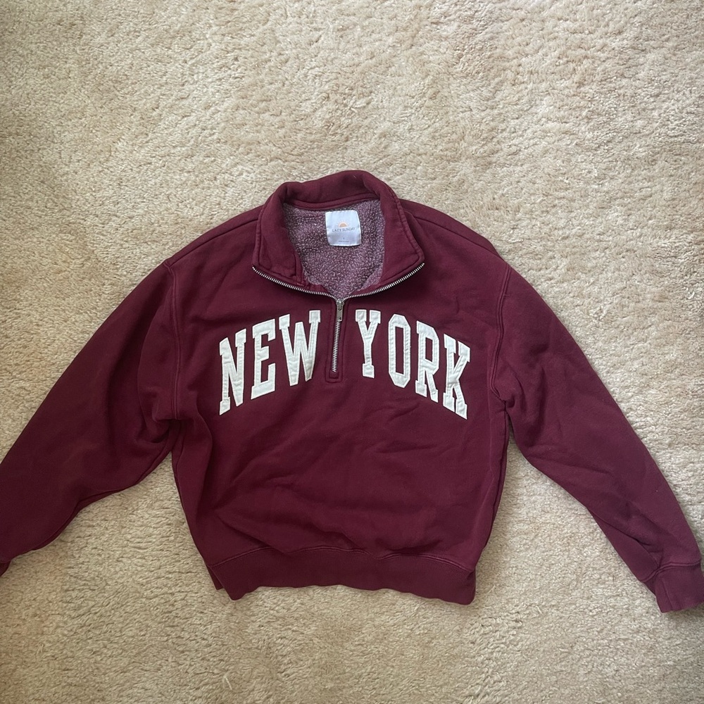 Maroon "NEW YORK" Quarter-Zip Pullover
